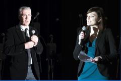 Der Professor des Studienganges, Patrik Barthel und Studentin Marianne Julita begrüßten die Konzertgäste.